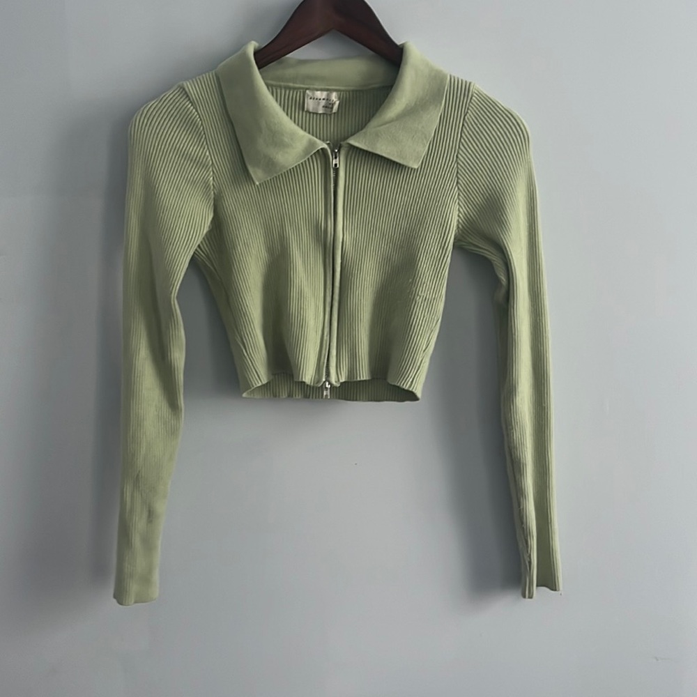 Dreamers by Debut Mint Collared Crop Top